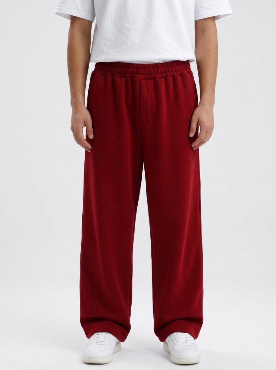 Ayarlanabilir Paça Premium Oversize Eşofman Altı – Bordo