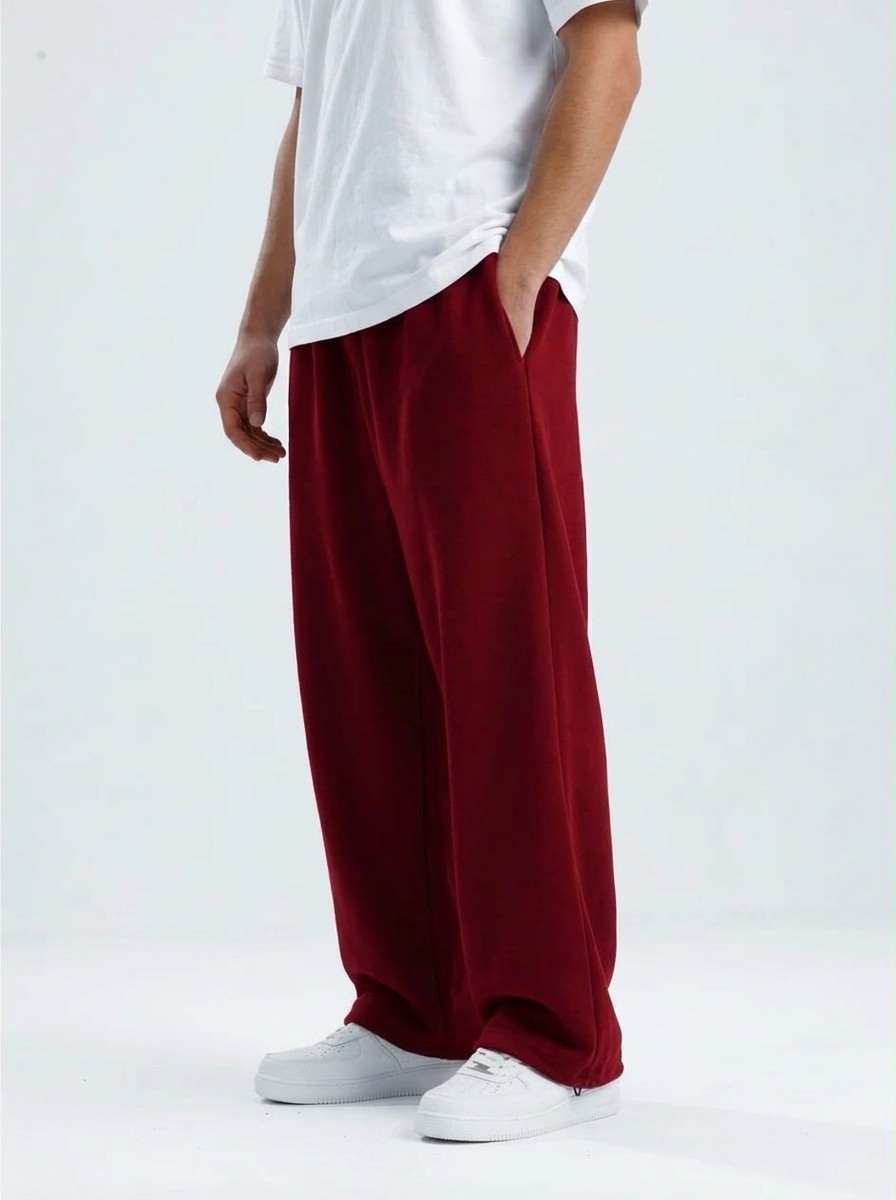 Ayarlanabilir Paça Premium Oversize Eşofman Altı – Bordo — görsel 3