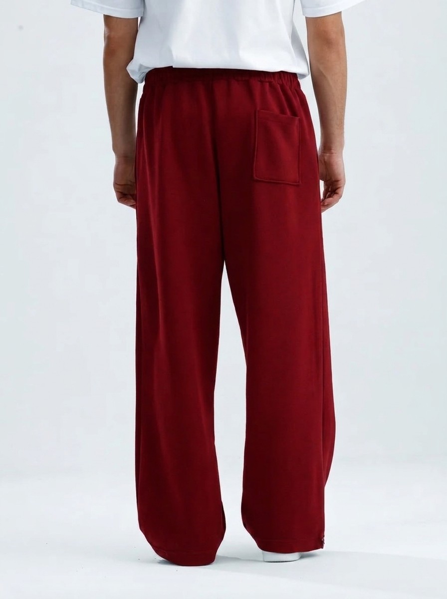 Ayarlanabilir Paça Premium Oversize Eşofman Altı – Bordo — görsel 4