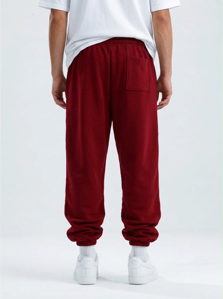 Ayarlanabilir Paça Premium Oversize Eşofman Altı – Bordo — görsel 5