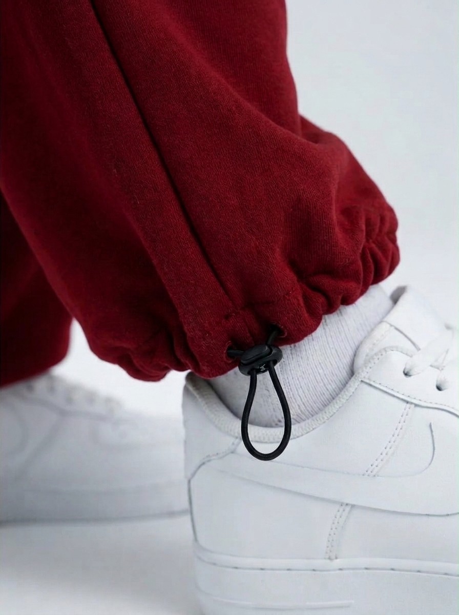 Ayarlanabilir Paça Premium Oversize Eşofman Altı – Bordo — görsel 6