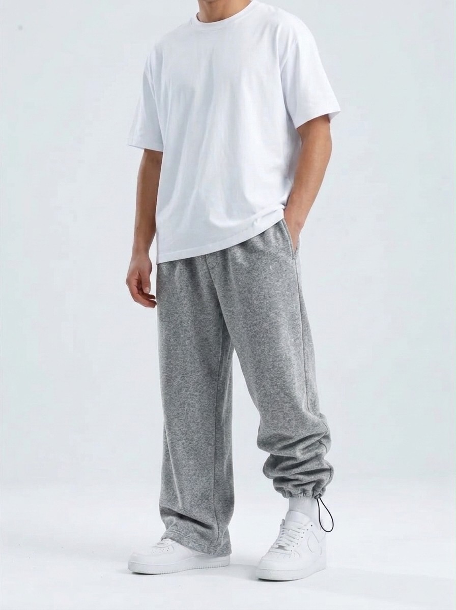 Ayarlanabilir Paça Premium Oversize Eşofman Altı – Gri — görsel 2