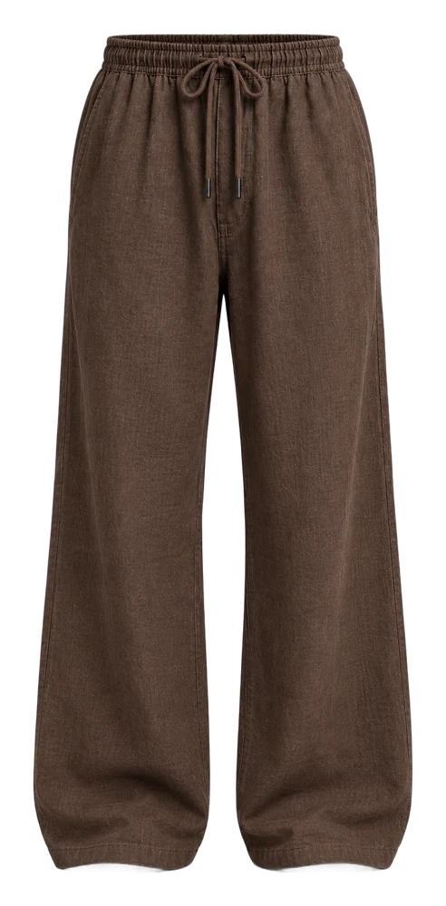 Bel Lastikli Ham Keten Baggy Pantolon