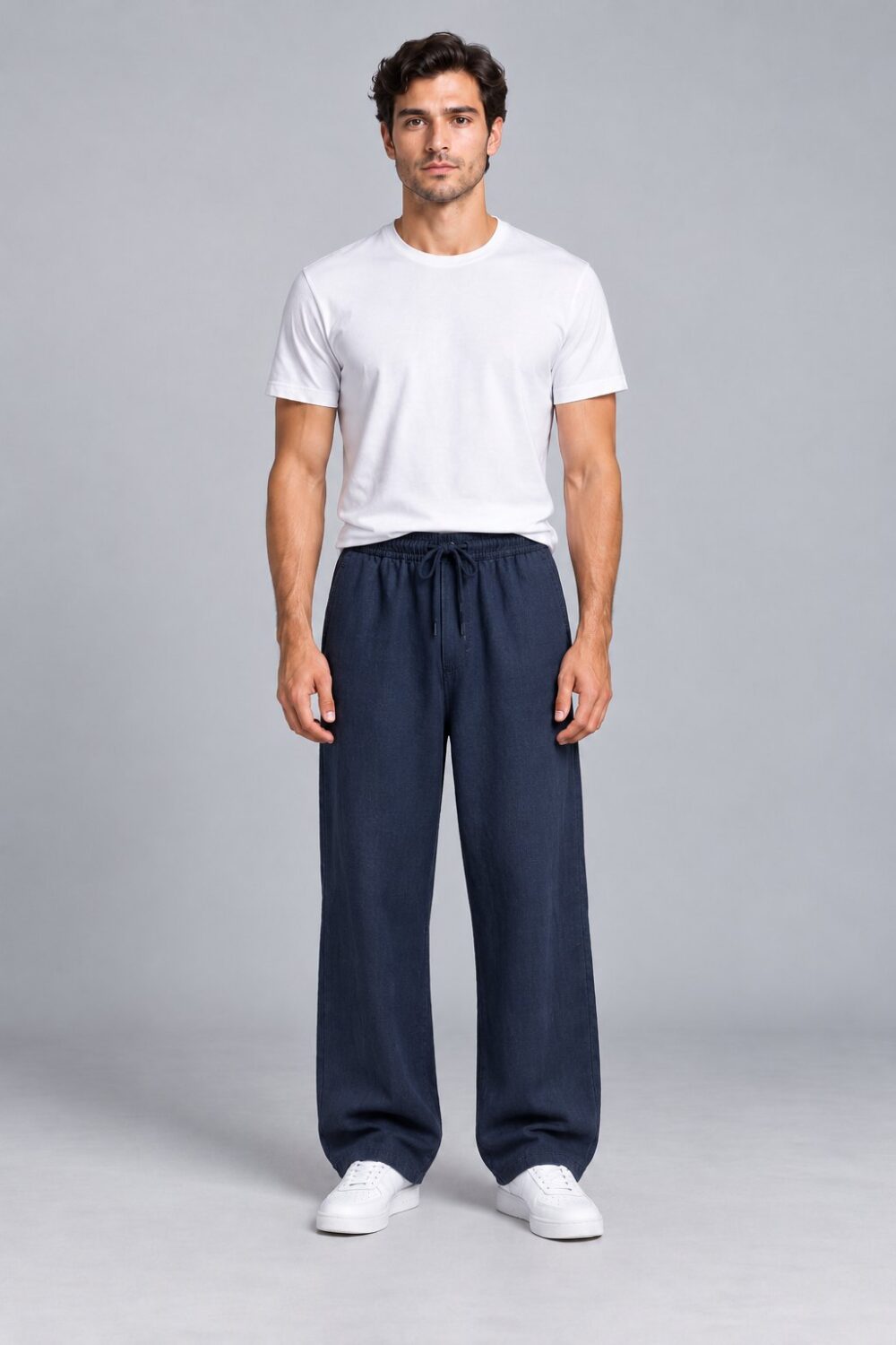 Bel Lastikli Ham Keten Baggy Pantolon