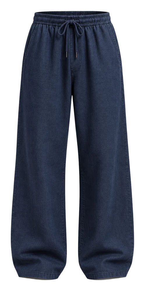 Bel Lastikli Ham Keten Baggy Pantolon